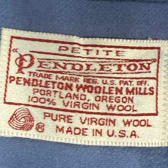 Vintage 80s Pendleton Wool Blazer Petite 6 Sky Blue Made in USA Lined Jacket - Picture 5 of 6